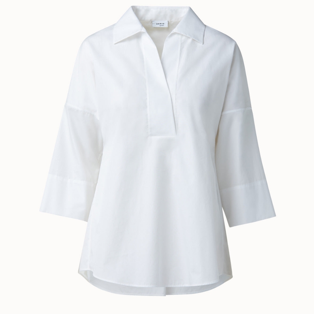 ✨ MUST-HAVE: Akris punto Kimono-Sleeve Split-Neck Blouse Size 10 ✨
